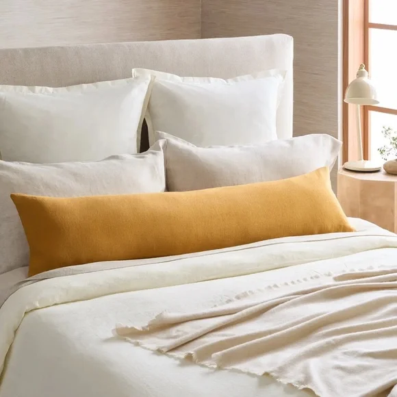NWOT Quince European Linen Oversized Lumbar Pillow Cover in Golden Rod - Picture 2 of 5